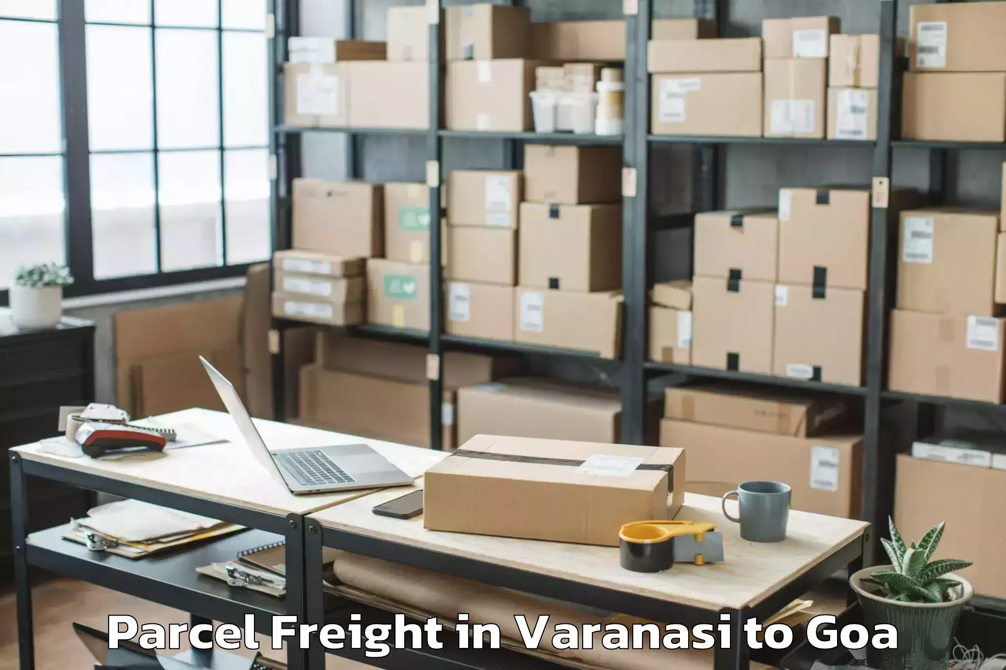 Book Varanasi to Aldona Parcel Freight Online